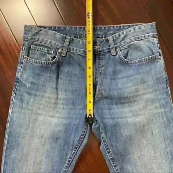 Calvin Klein Men’s Jeans Slim Fit Distressed 100% Cotton Stonewash Blue Size 31 - Picture 11 of 16